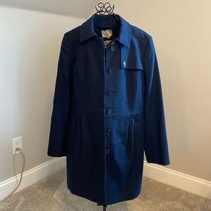 NWT Loft navy blue button up pea trench coat / jacket size medium